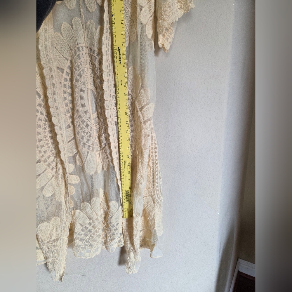 Butter Yellow Boho Lace Kimono Bohemian - Picture 4 of 5